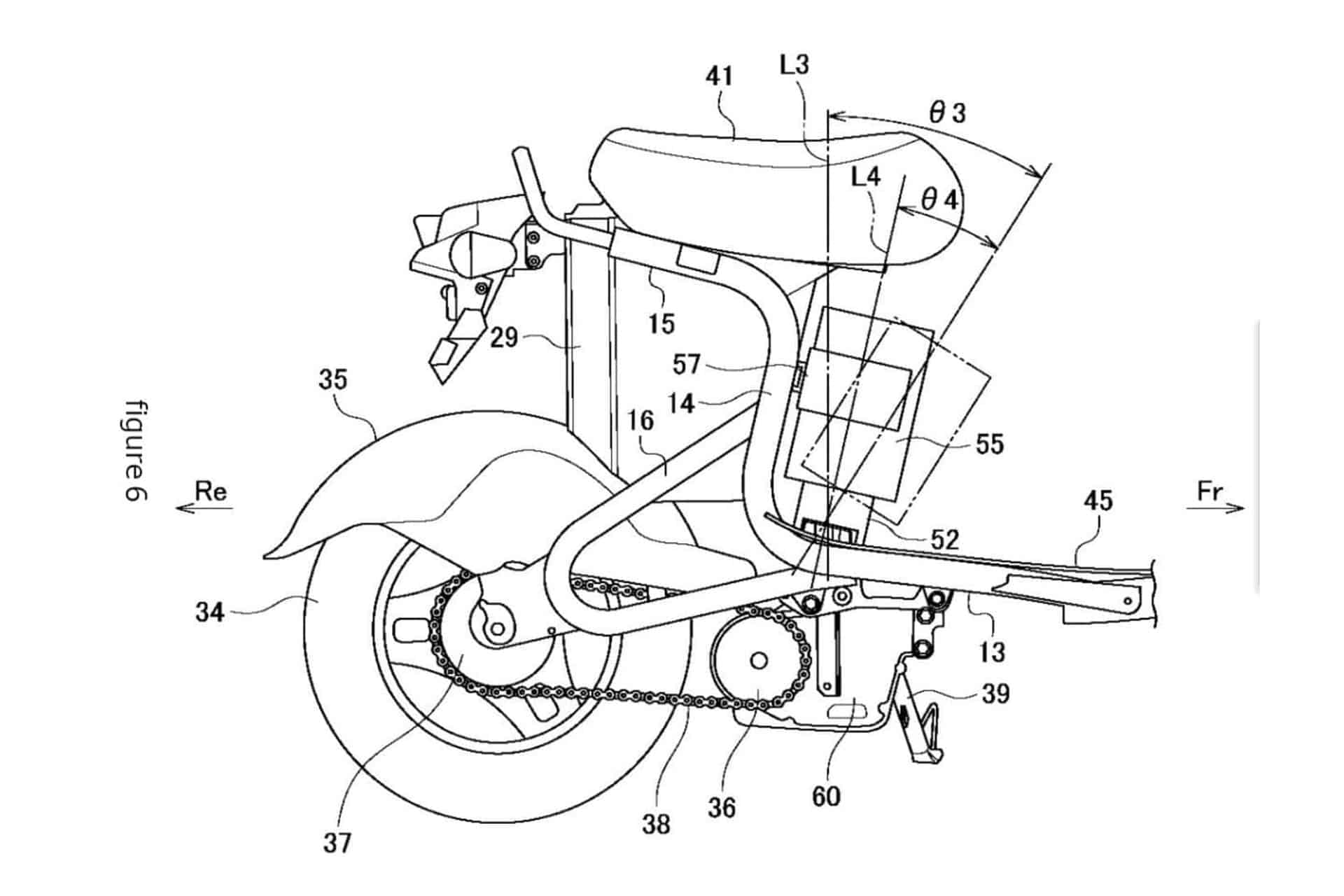 The power from the engine passes to the wheel through a chain