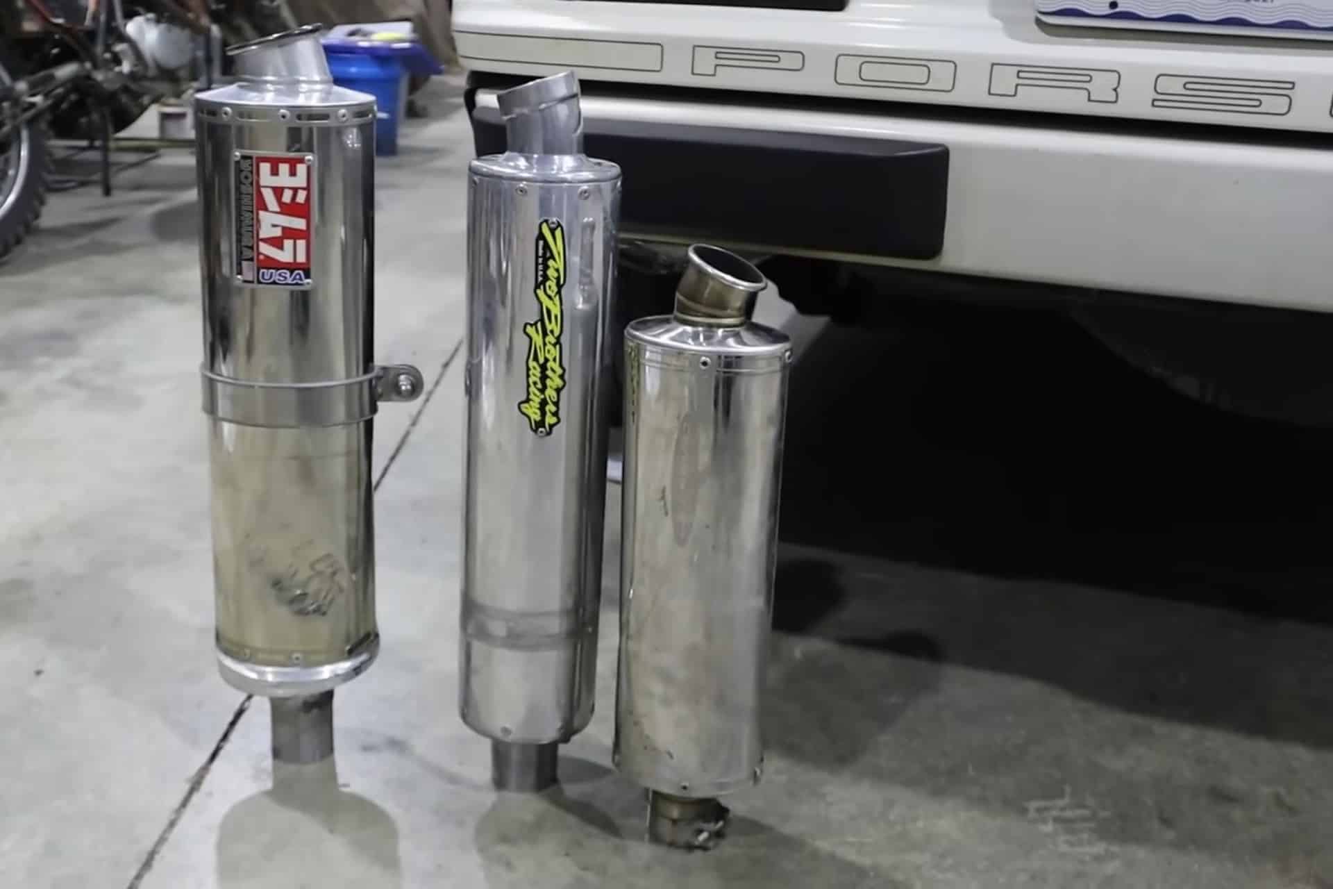 Porsche 924s with motorcycle escape