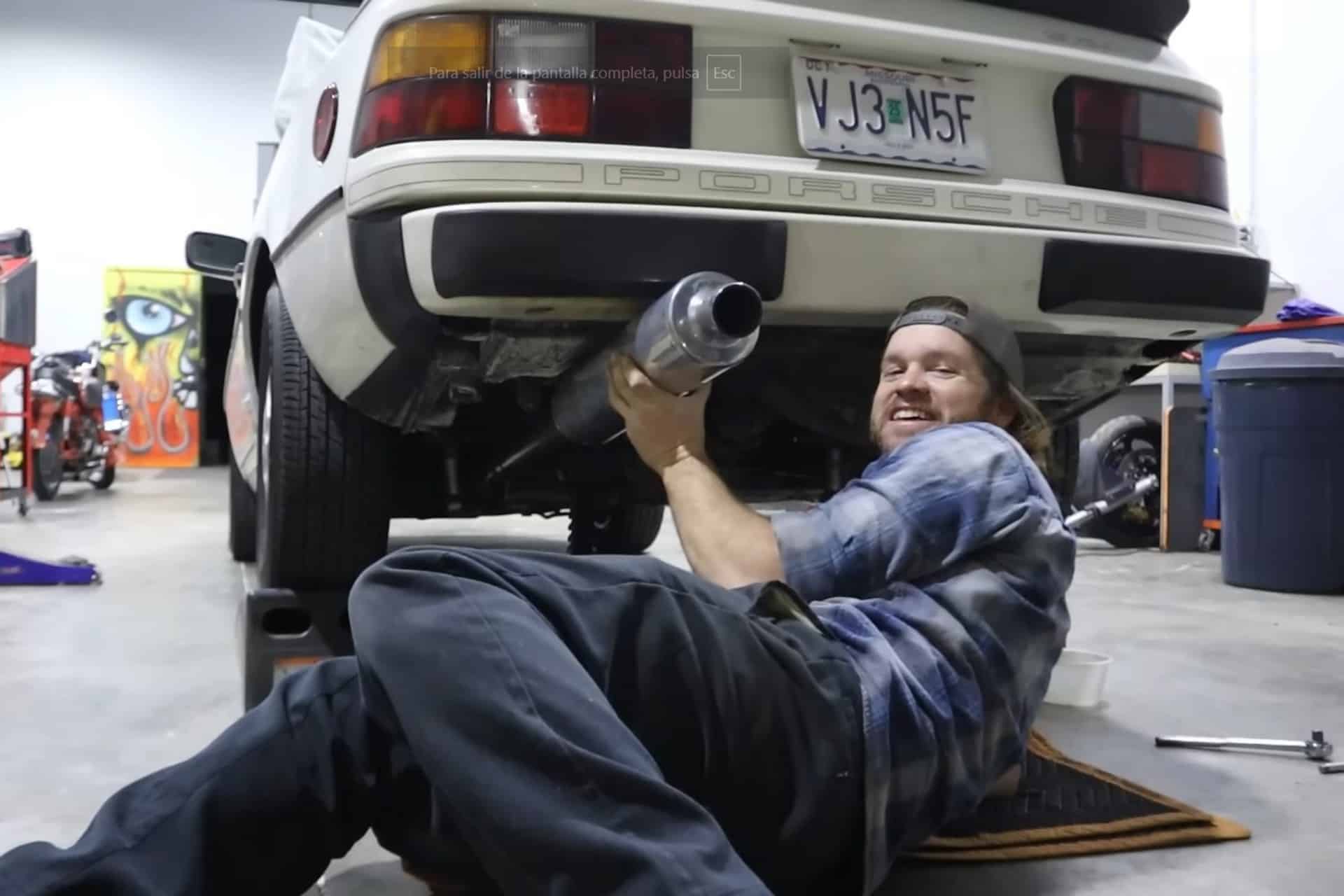 Porsche 924s with motorcycle escape