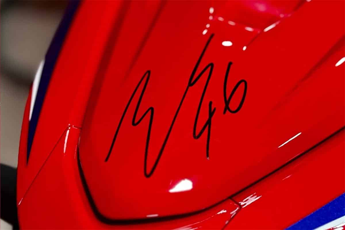 The motorcycles are signed by the driver chosen