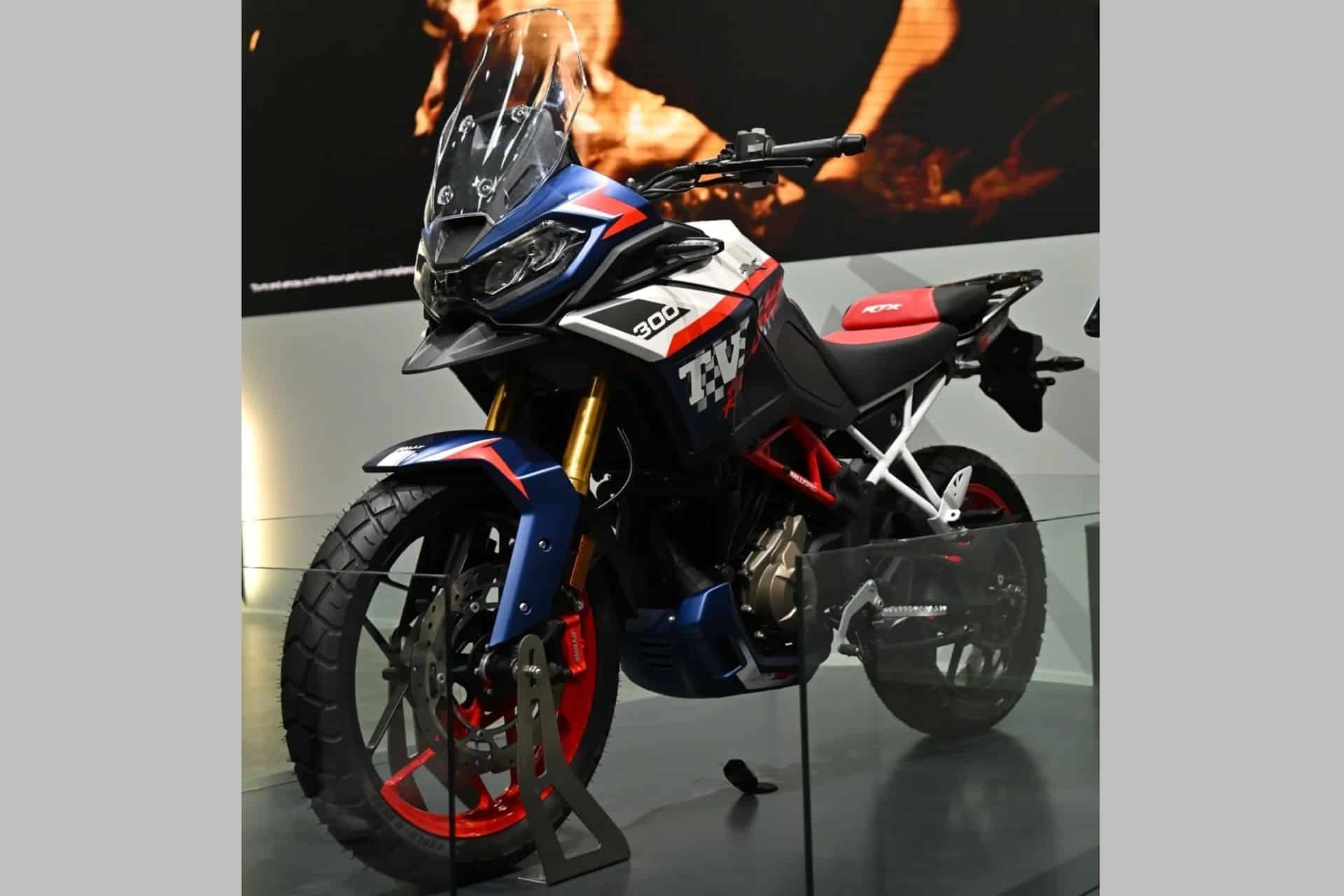 TVS unveils the European version of its Apache RTX 300 at the busy “Salon du 2 Roues” in Lyon