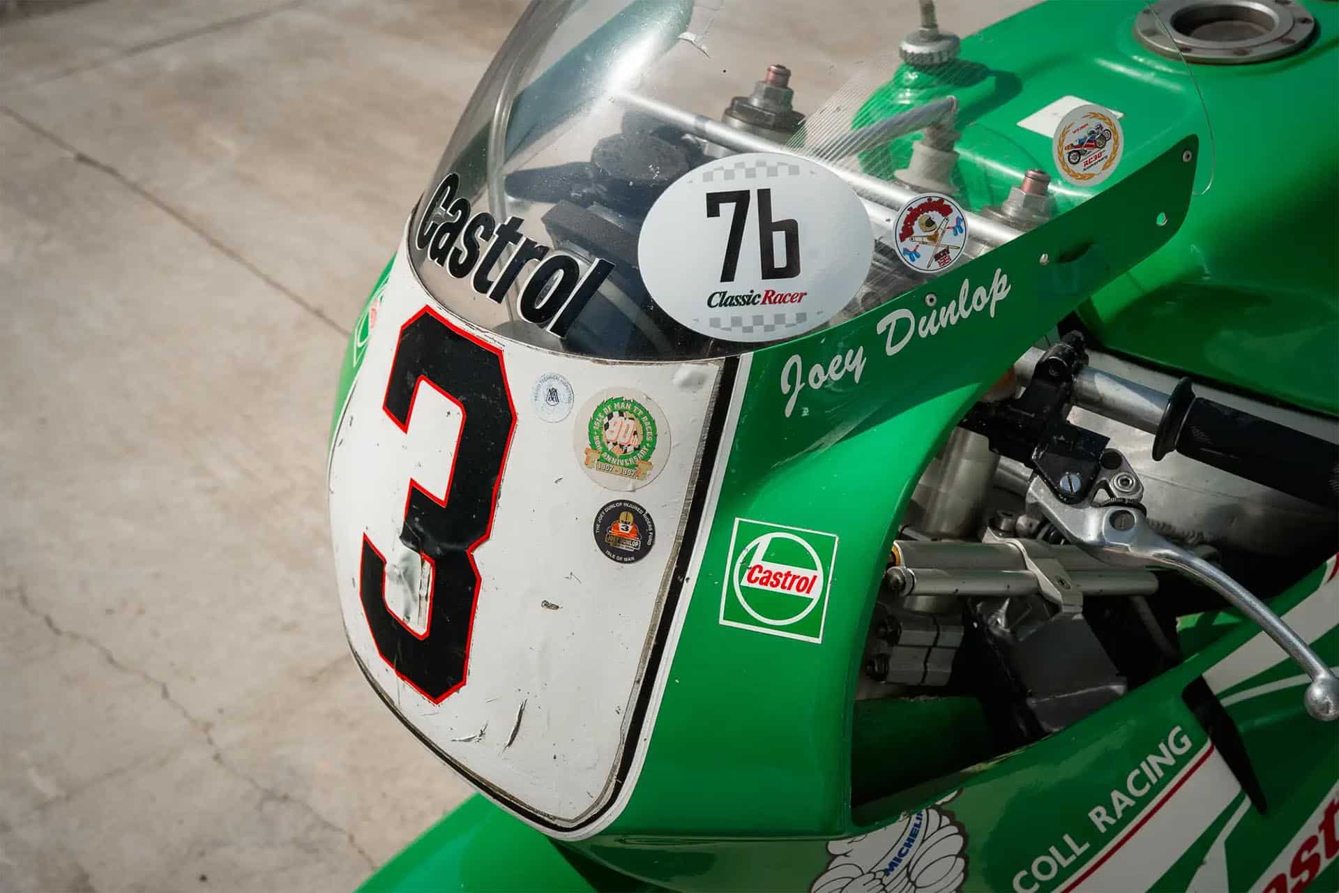 The 3 and Joey Dunlop make it clear who the bike belonged to