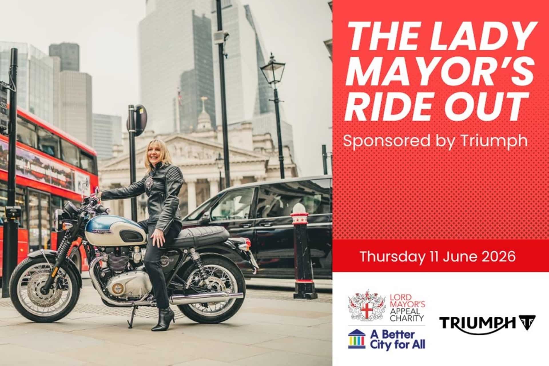 “Lady Mayor Ride Out”: the mayor of London will lead this solidarity march on a Triumph