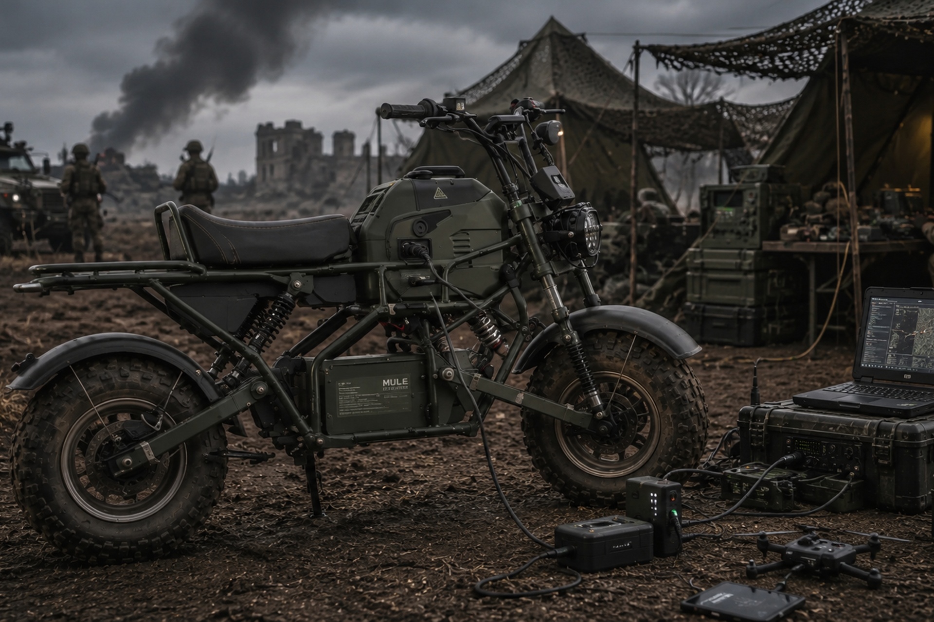 Ukraine puts the MUL.E into combat, the first 2×2 electric motorcycle in the world that can step on a mine without detonating it