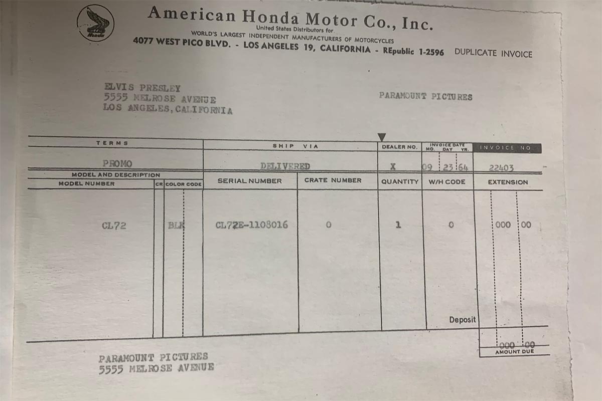 There are documents that could link the motorcycle with the king of rock