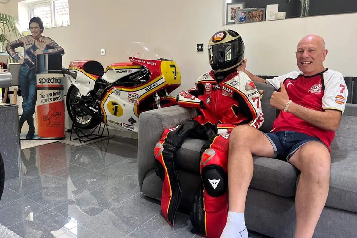 This Barry Sheene replica jumpsuit, created by Dainese, has a new owner