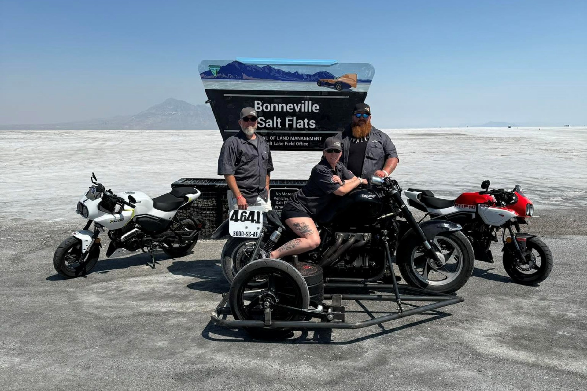 Liane Langlois record Bonneville Triumph Rocket III with sidecar