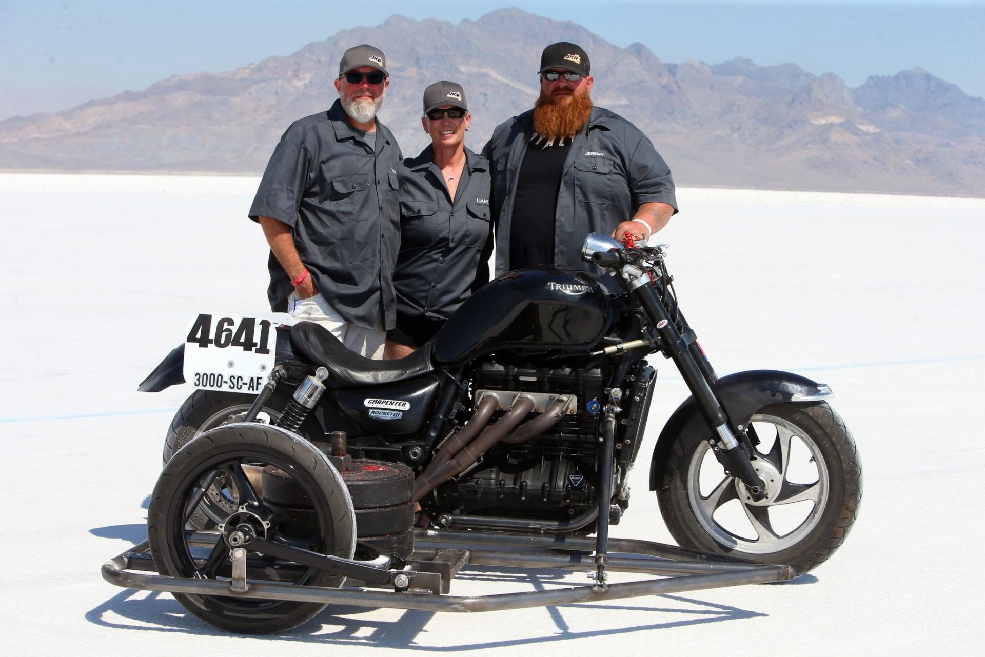 Liane Langlois record Bonneville Triumph Rocket III with sidecar