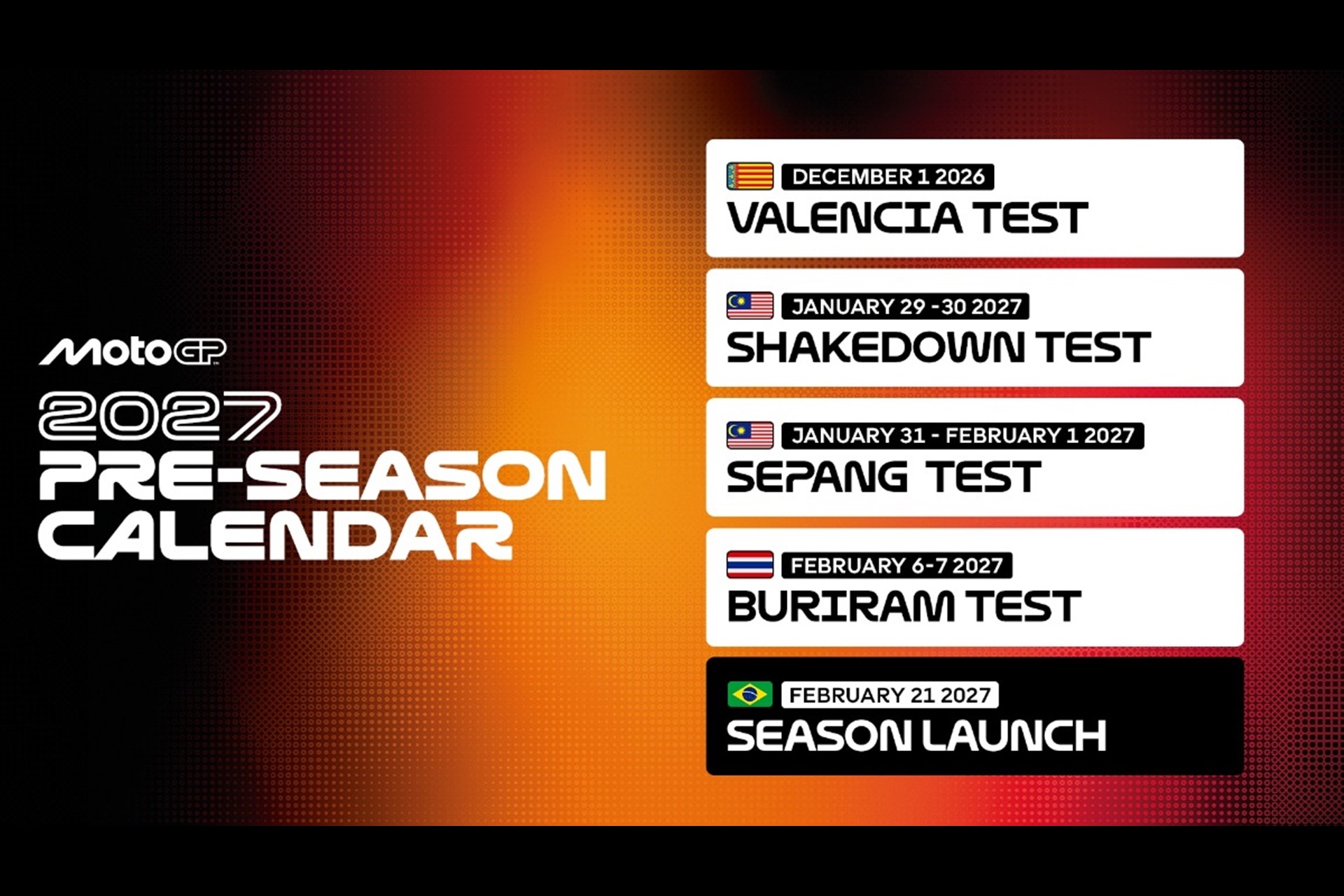 MotoGP 2027 preseason: the first dates have been confirmed