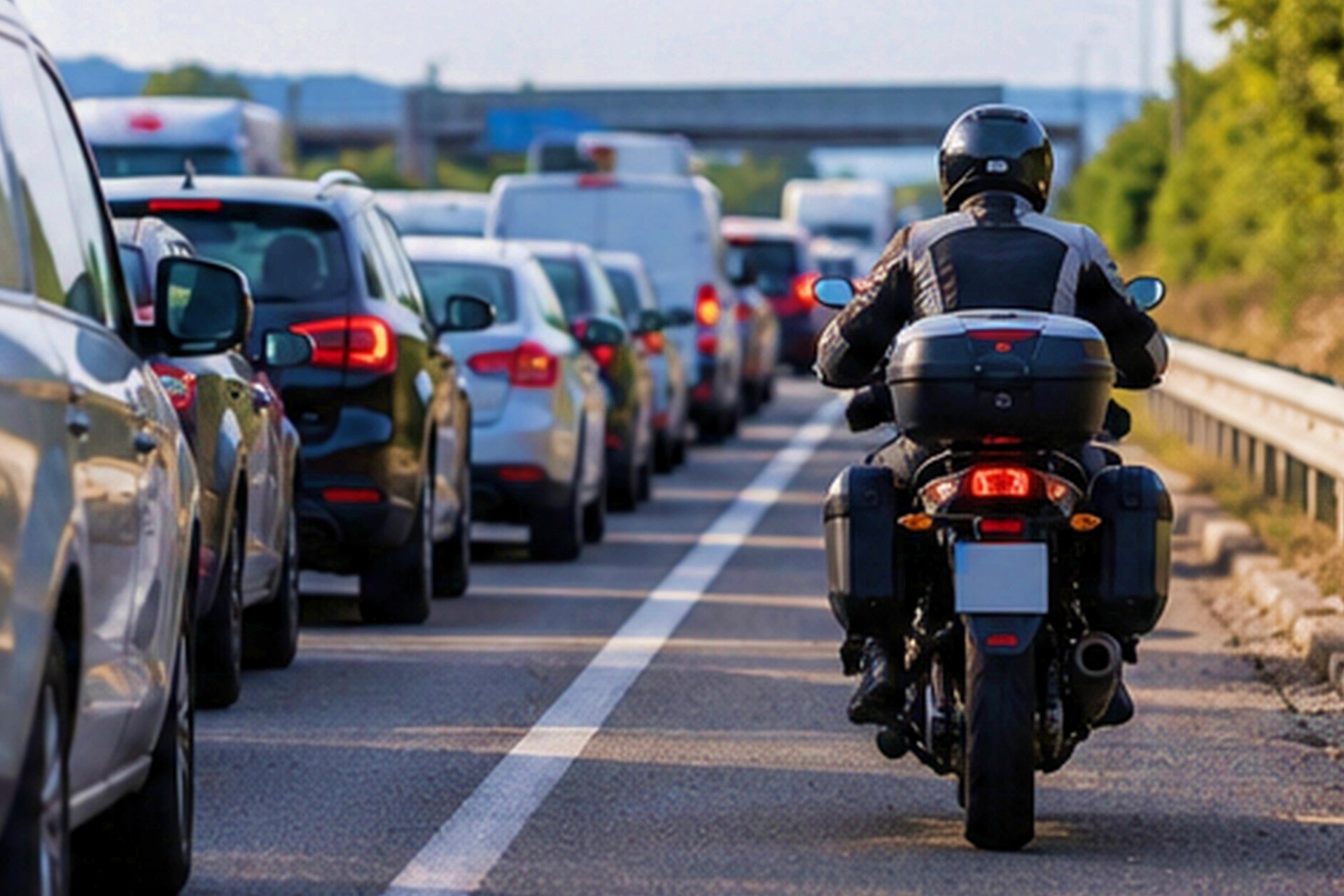 Motorcycles on the shoulder in traffic jams BOE DGT 2026
