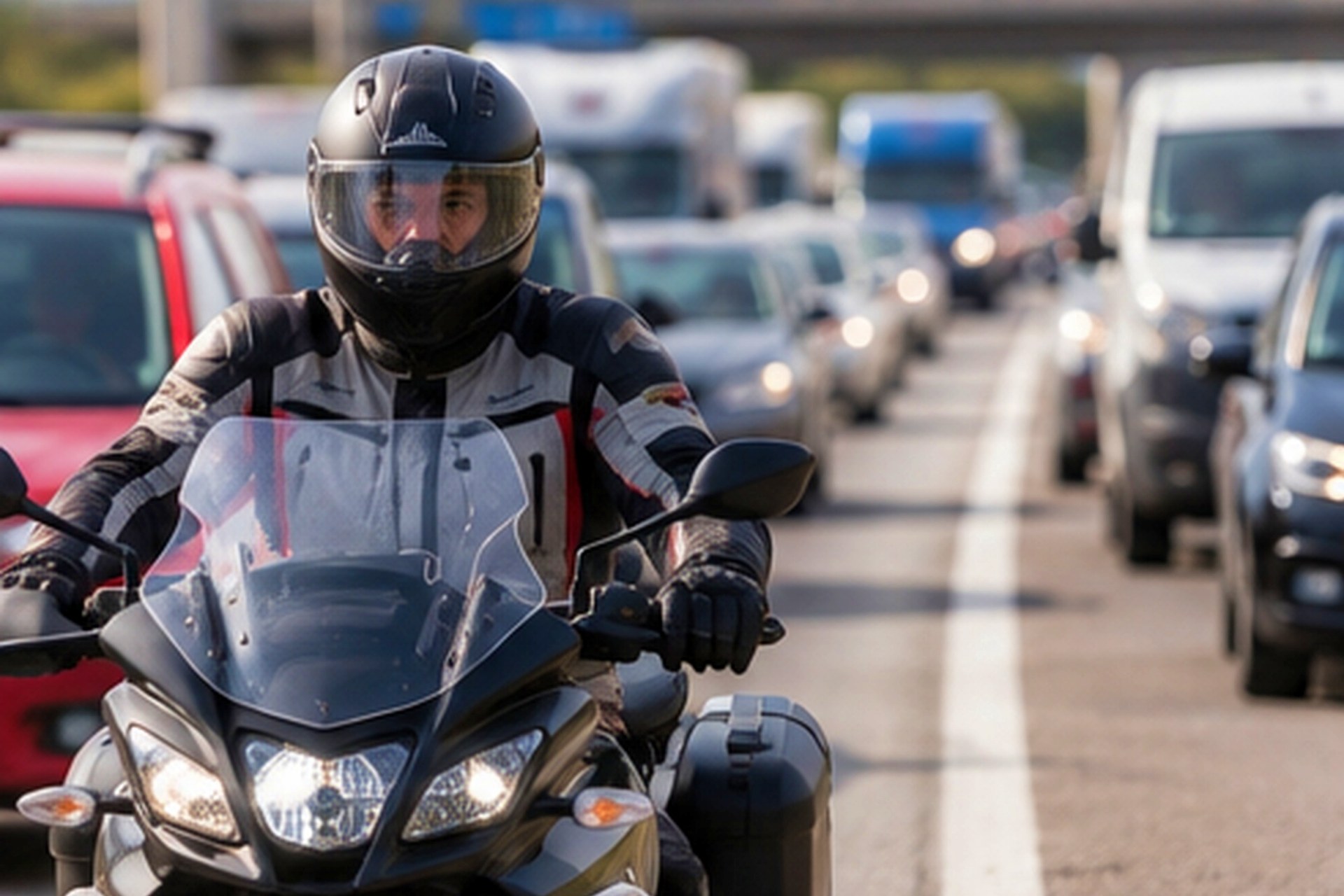 Motorcycles on the shoulder in traffic jams BOE DGT 2026