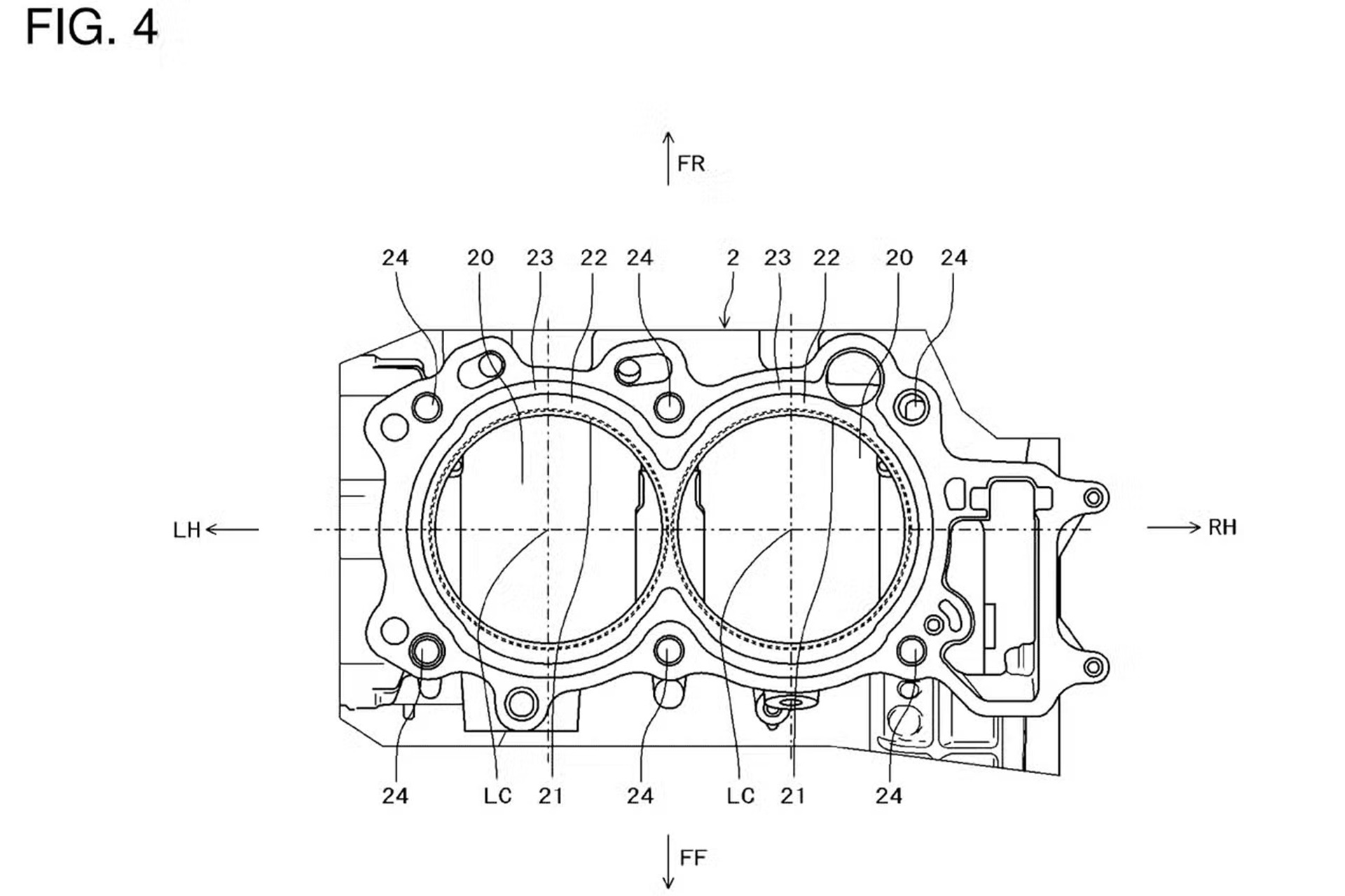Honda patents a twin-cylinder engine "simplified design"