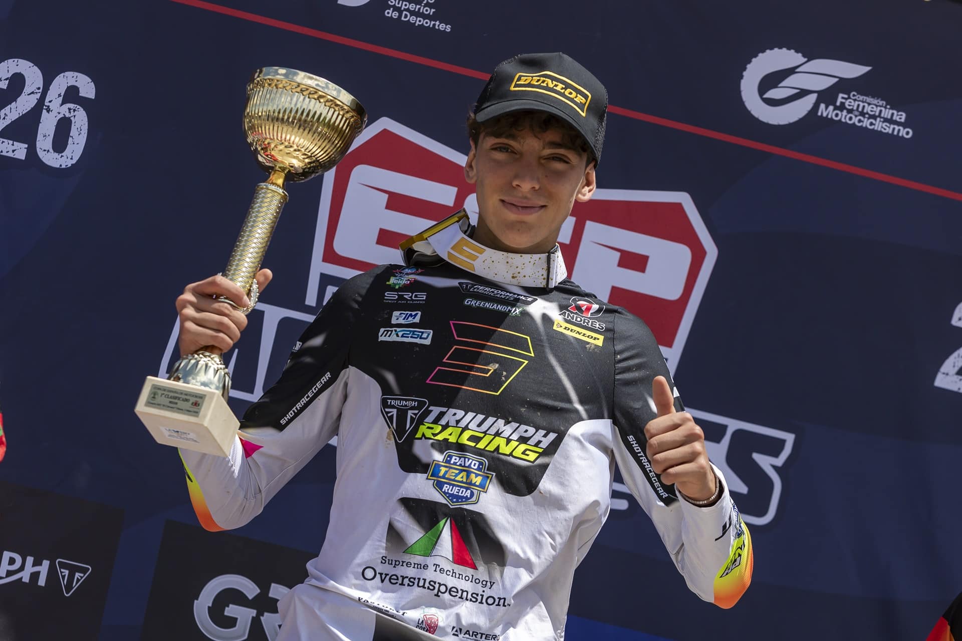 Carlos Prat and Triumph Racing Pavo Rueda win the national Under-18 Motocross title